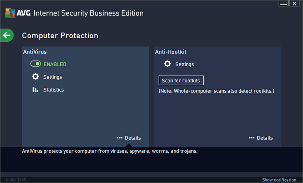 screenshot of AVG Internet Security Business Edition